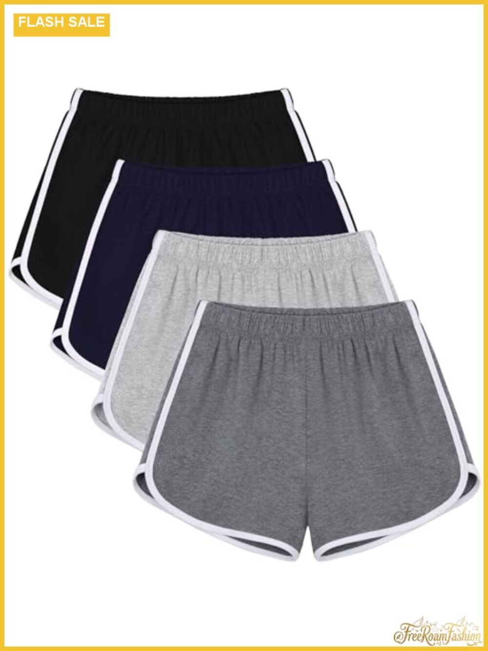 4 Pack Women's Cotton Yoga Dance Shorts Athletic Summer Running Loose Waistband